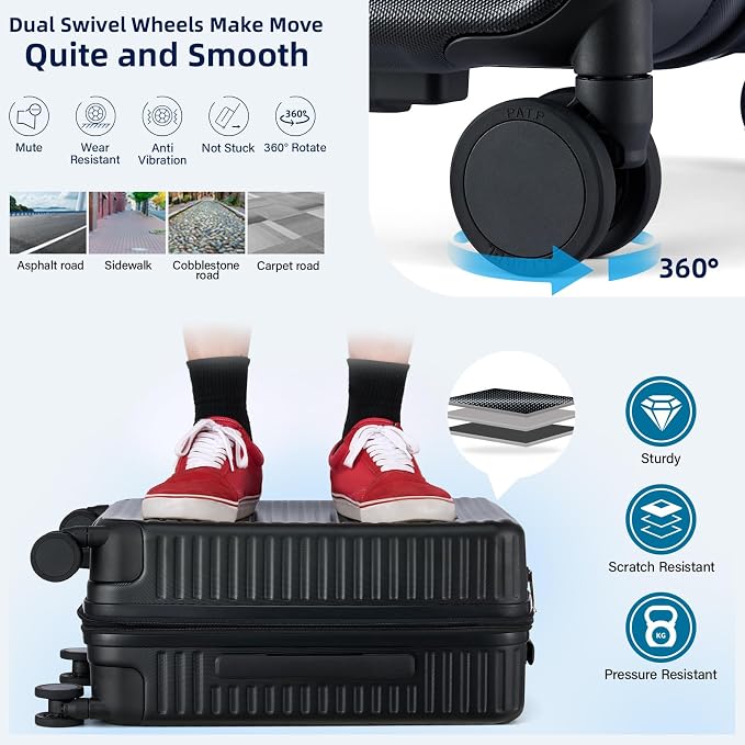 Hard Shell Suitcases Expandable Travel Luggage Sets 2 Piece, Carry on and Check - Image 6