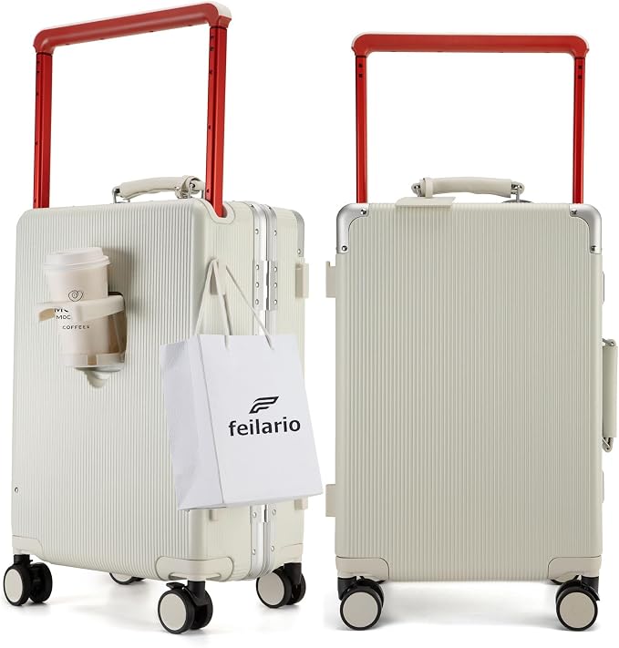 feilario 20'' Aluminum Frame Wide Handle PC Hardside Carry On Luggage by feilario