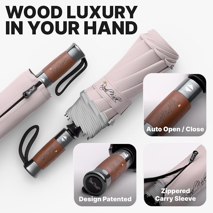 Royal Walk Windproof Folding Travel Umbrella Compact and Strong Luxurious Real - Image 3