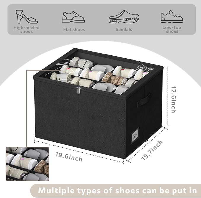 Shoe Organizer for Closet, 2 Pack Sturdy Shoe Storage Bins - Image 5
