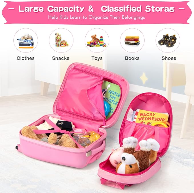 HONEY JOY Kids Luggage, Lightweight Toddler Girls Suitcase, Durable ABS - Image 5