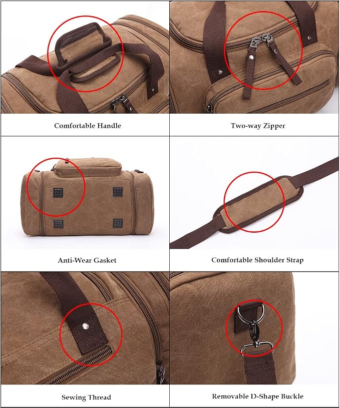 Duffle Bag for Travel, Large Canvas Duffel Bag for Travelling Overnight - Image 6