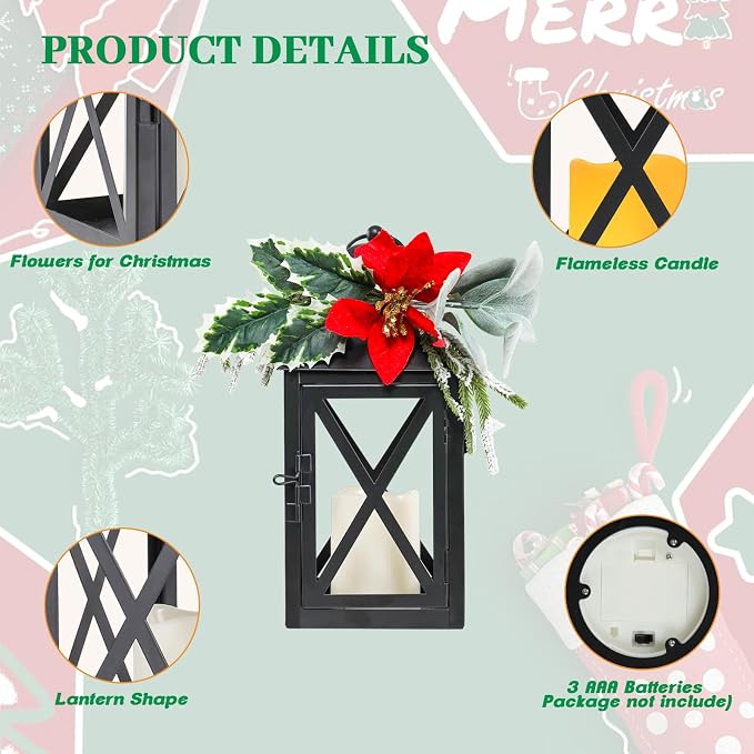 Christmas Lantern Outdoor Deror 13", 2 Pack Waterproof LED Hanging Decorative - Image 5
