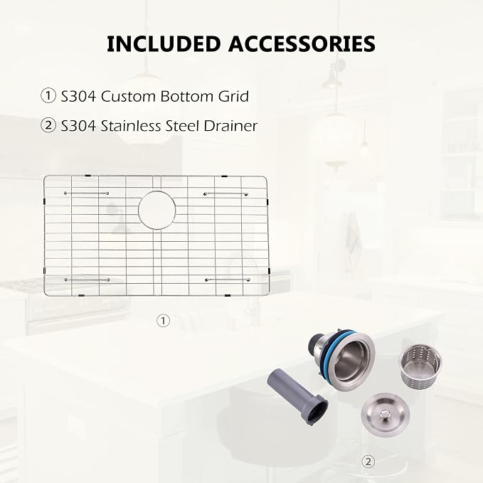 Comllen 25 x 22 Inch Drop In Kitchen Sink, Brushed Nickel Topmount 16 Gauge - Image 8