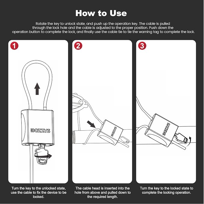 Adjustable Cable Locks with 3 Keys | 3.28ft L x 1/6in D Aluminum Steel Cable - Image 8