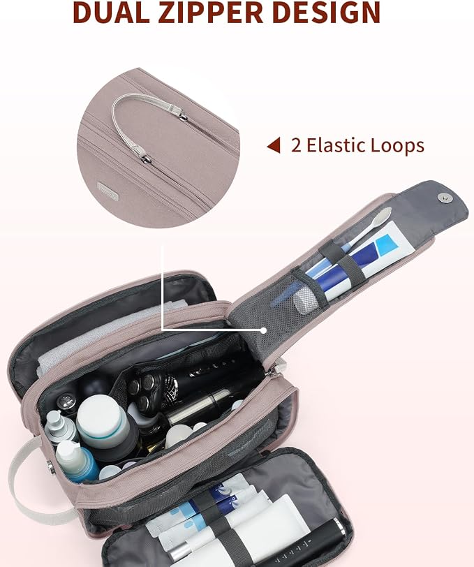 WANDF Toiletry Bag for Men Travel Toiletry Organizer Canvas and Leather Dopp - Image 4