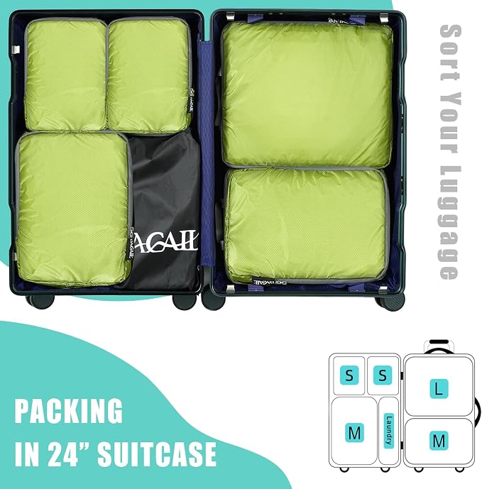 BAGAIL 6 Set Ultralight Compression Packing Cubes Packing Organizer - Image 6