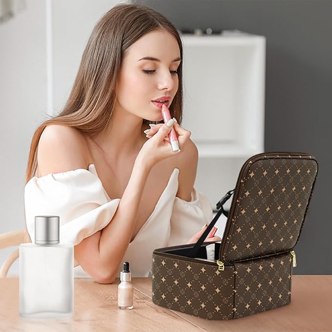 Travel Makeup Bag With 360° rotating LED Mirror, Waterproof cosmetic organizer - Image 4
