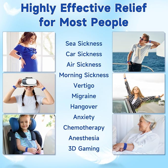 LYJEE Motion Sickness Bands for Adults and Kid Morning Sickness Relief Through - Image 2