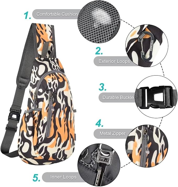 TITECOUGO Small Sling Bag, Lightweight Crossbody Backpack - Image 5
