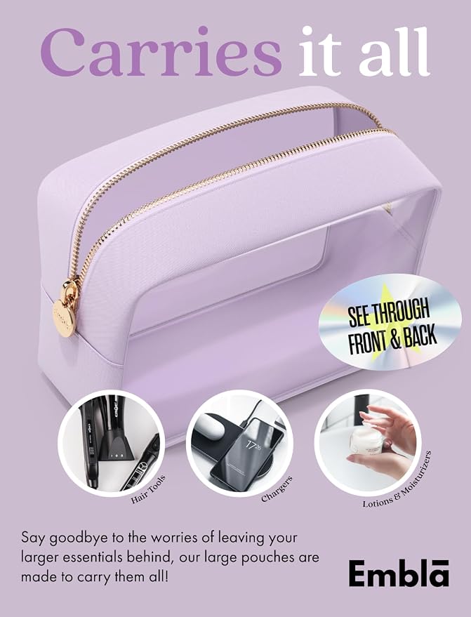 Clear Makeup Bag Zipper Pouch, Transparent Cosmetic Case Organizer, TSA - Image 4