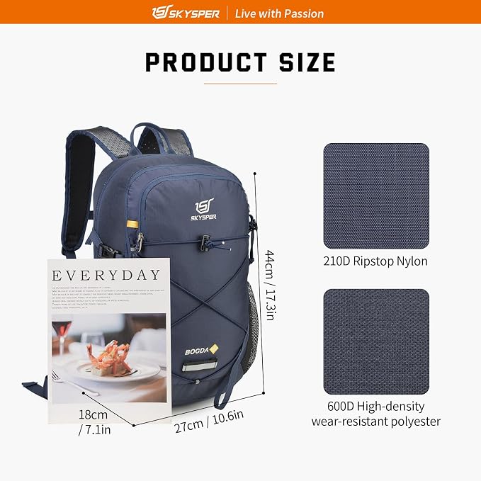 SKYSPER Small Hiking Daypack, 20L Lightweight Travel Backpacks Day Hike Pack - Image 8