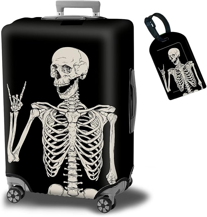 Luggage Cover Suitcase Protector Plus 1 Luggage Tag, Rock Skull Travel Suitcase by BWEGRHE
