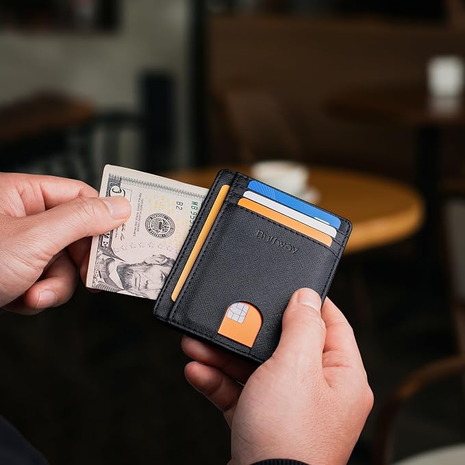 Buffway Slim Minimalist Front Pocket RFID Blocking Leather Wallets - Image 6