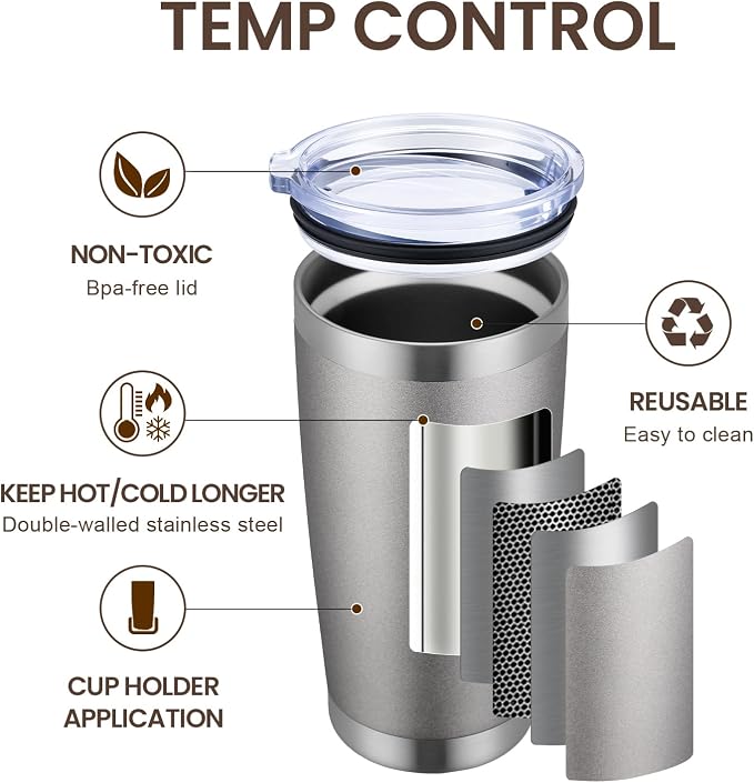 MEWAY 20oz Tumbler 8 Pack Double Wall Vacuum Insulated Travel Mug Bulk - Image 2