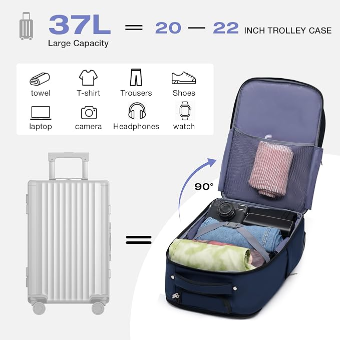 Rolling Backpack for Adults, 17 Inch Waterproof Carry-on Backpack - Image 2