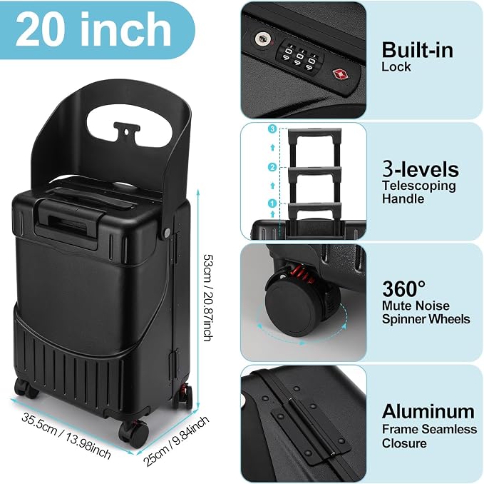 20 Inch Ride on Luggage with Seat - Image 3