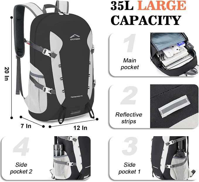 Hiking Backpack, Large 35L Travel Backpacks - Image 3