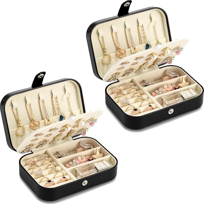 Travel Jewelry Box, PU leather Small Jewelry Organizer by XZUZ