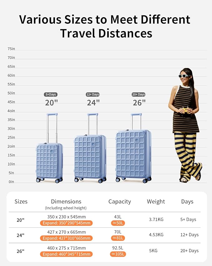 aji Expandable Top Opening Carry On Luggage Airline Approved, 20 Inch - Image 11