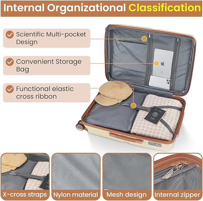 Campfun Luggage Sets 4 Piece, Expandable Carry On Luggage Set Hardshell PP - Image 5