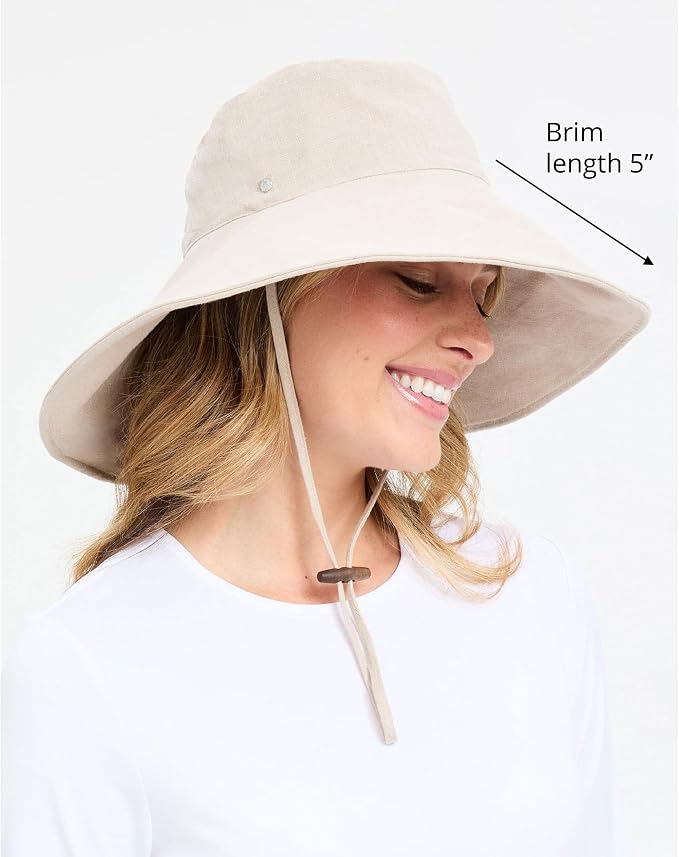 Solbari Women’s Ultra-Wide Cotton Linen Sun Hat UPF 50+, Adjustable - Image 2