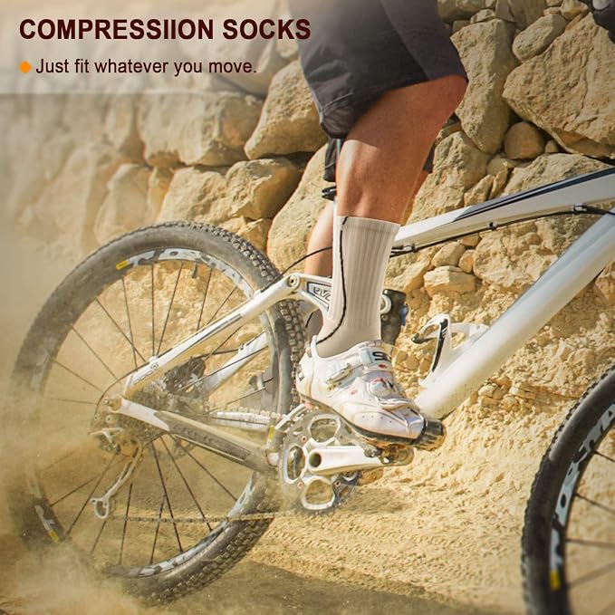 BULLIANT Compression Socks for Men 6Pairs, Athletic Crew Socks Cushioned For - Image 6