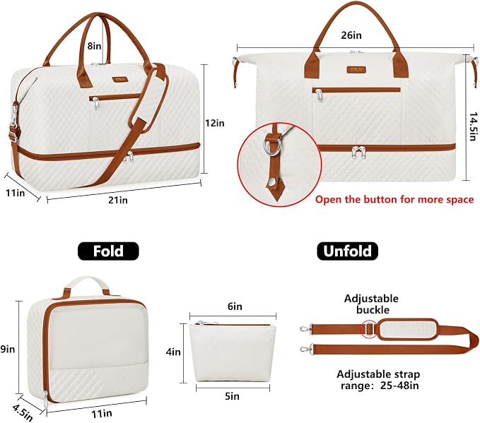 Weekender Bag for Women, Travel Duffel Bag Carry On Overnight Bag - Image 6