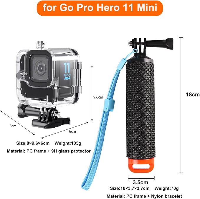 Compatible for Go Pro Hero 11 mini Black Waterproof Housing Case 60M/196FT - Image 3