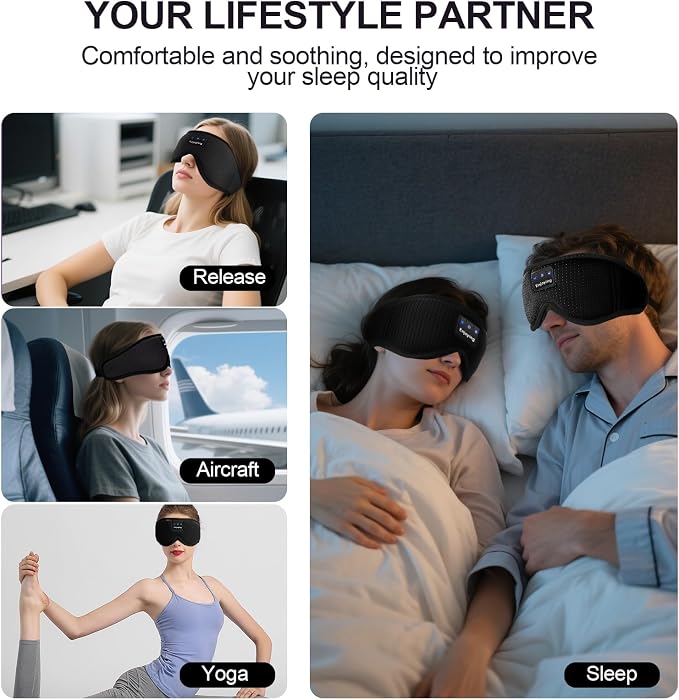 Sleep Headphones, Sleep Mask Bluetooth Wireless Music Eye Mask, Sleeping Mask - Image 7