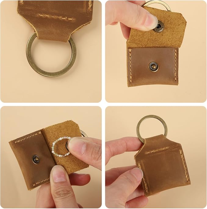 Jack&Chris Genuine Leather SD Card Holder Keychain, Anti-Shock Anti-Dust SD - Image 3