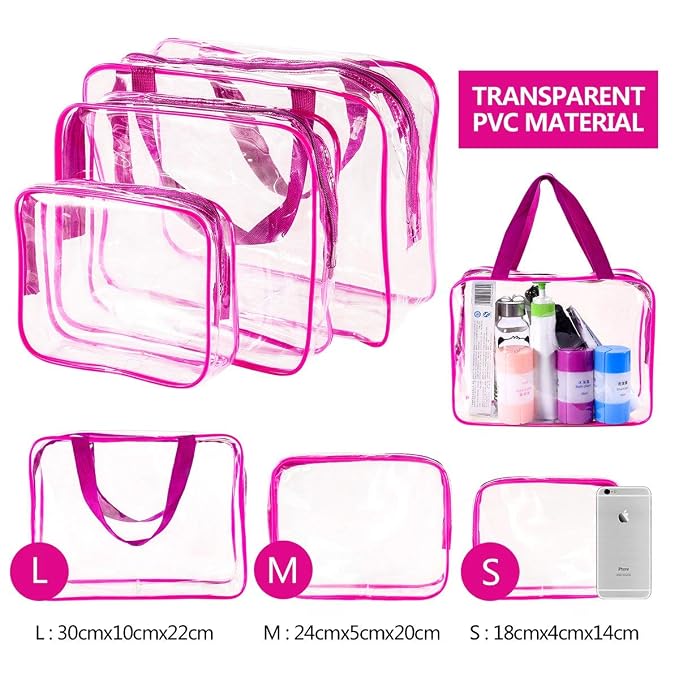 4Pcs Crystal Clear PVC Travel Toiletry Bag Kit - Image 5