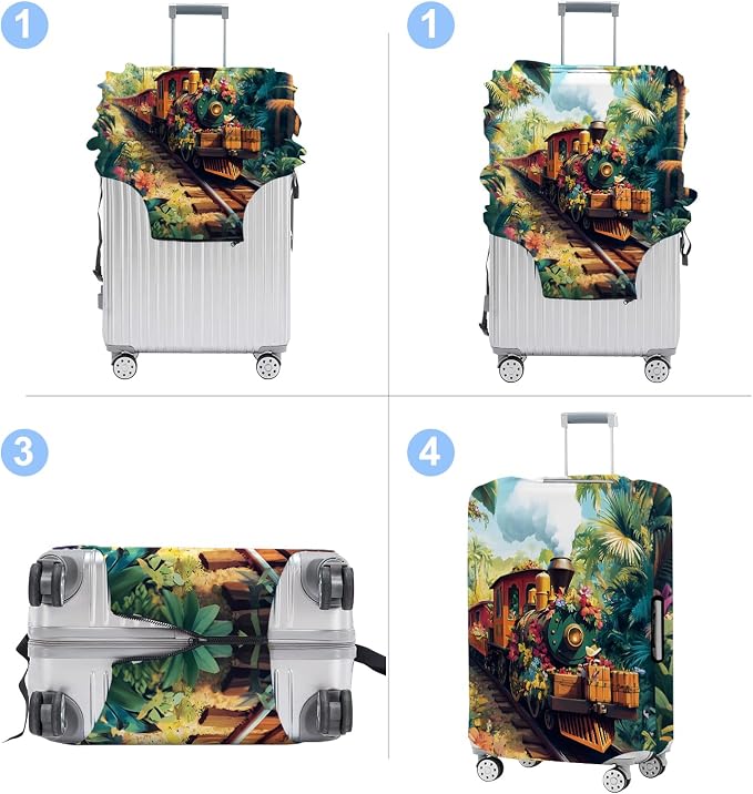 Train Luggage Cover Washable Suitcase Protector Anti-Scratch, Stretchable Fit - Image 4
