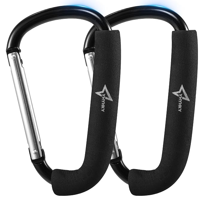 Stroller Hooks 2 Pack, 6.3" Large Mommy Hook Carabiner Clip by Unknown