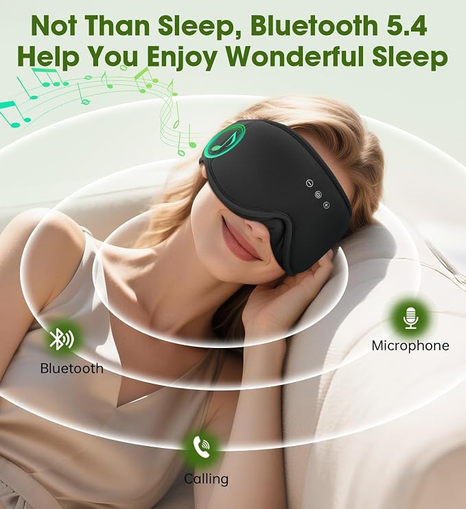 Bamboo Cotton Sleep Mask with Bluetooth Wireless Headphones - Image 6