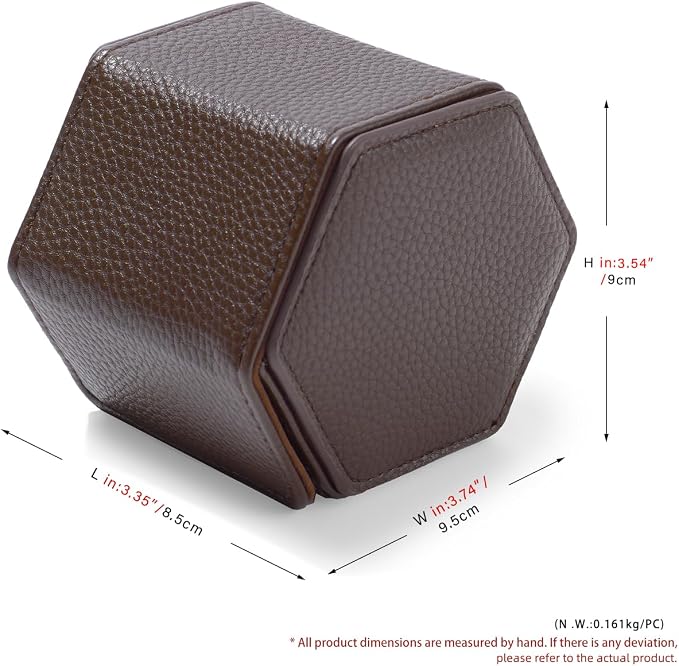 Oirlv Luxury Hexagonal Leather Watch Travel Case Single Watch Box - Image 9