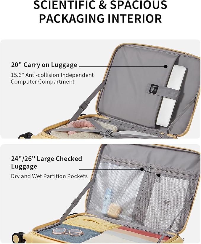 aji Expandable Top Open 26 Inch Checked Luggage - Image 5