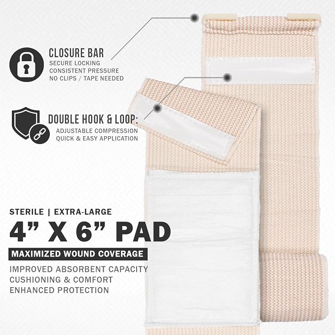 EVERLIT Mini 4 x 6 Inch Emergency Bandage Compression Trauma Pressure Wound - Image 2