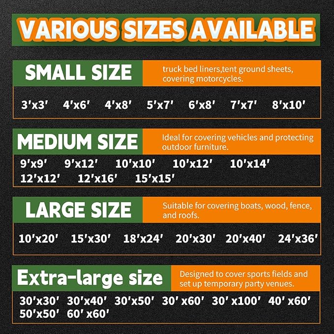 RAINDEWAY Tarps Heavy Duty Waterproof 10x14 Feet, 10Mil Multipurpose Poly Tarp - Image 9