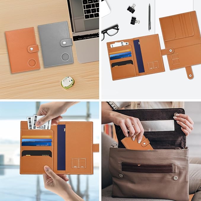 Genuine Leather Passport Holder, RFID Blocking Travel Wallet - Image 6