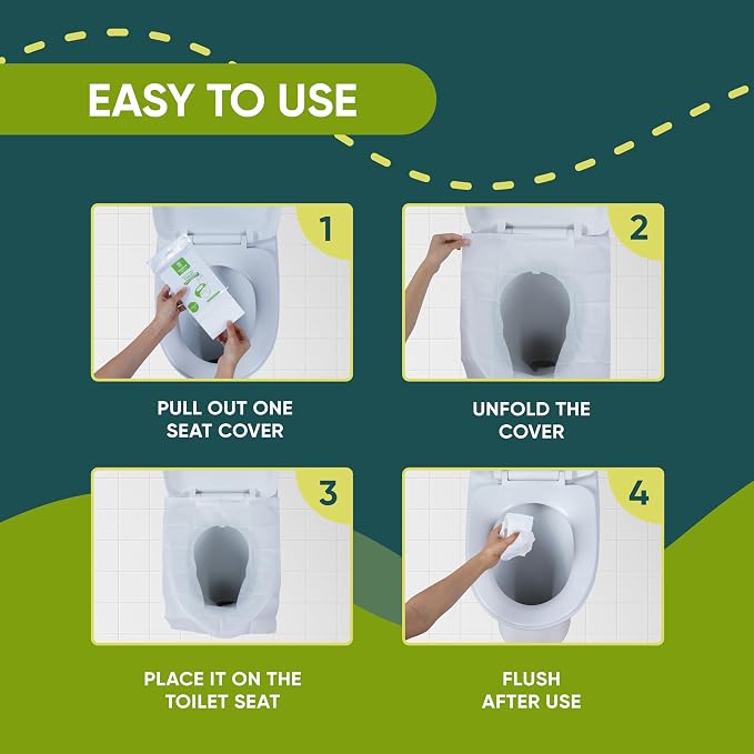 Disposable Toilet Seat Covers Pack of 100 XLarge Flushable Paper Travel Toilet - Image 4