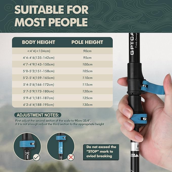 GPTCAMP Hiking Stick, Lightweight Folding Adjustable Travel Walking Stick - Image 6