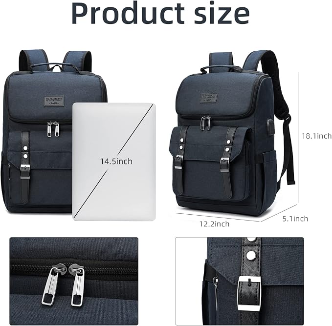 YALUNDISI Vintage Backpack Travel Laptop Backpack - Image 4
