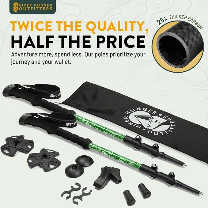 100% Carbon Fiber Trekking Poles by USA Brand - Image 2