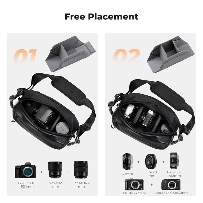 K&F Concept 2 in 1 Sling Bag Everyday Shoulder Bag & Multifunction Photography - Image 3