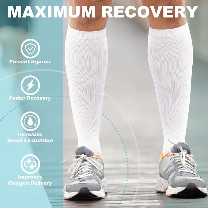 Medical Compression Socks for Women and Men 3 Pairs 20-30 mmHg Knee High - Image 5
