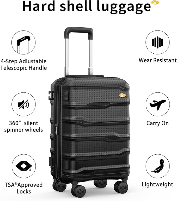 Carry On Luggage 22x14x9 Airline Approved, 20 Inch Ultra Lightweight Hardshell - Image 2