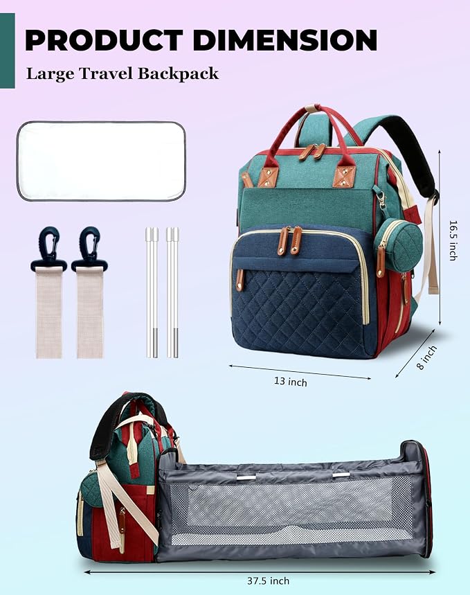 Diaper Bag with Changing Station, Waterproof 3 in 1 Diaper Backpack with - Image 4