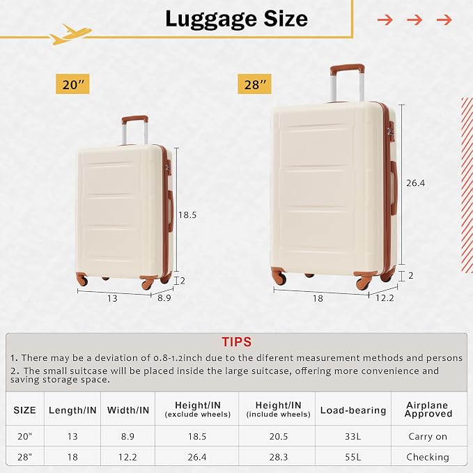 Merax Luggage Set 2 Piece Suitcase Sets - Image 4