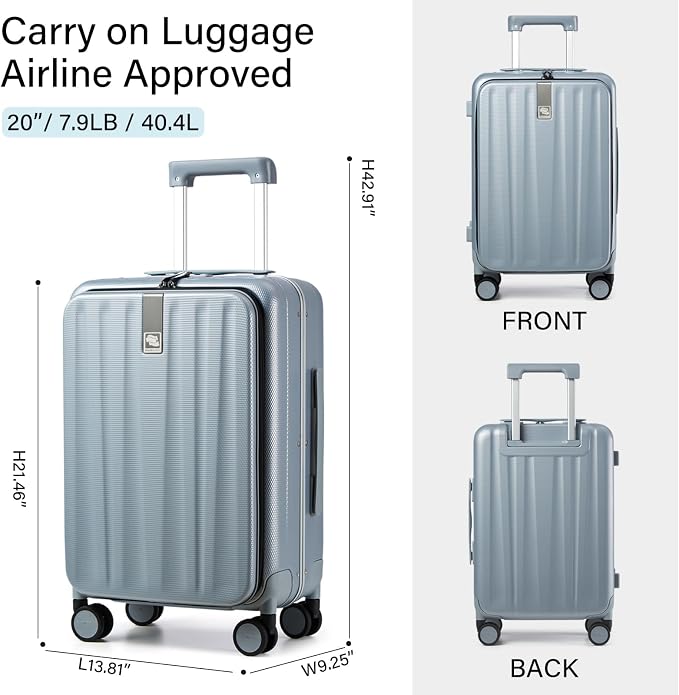 Hanke 20 Inch Carry On Luggage Hard Shell Suitcases - Image 3